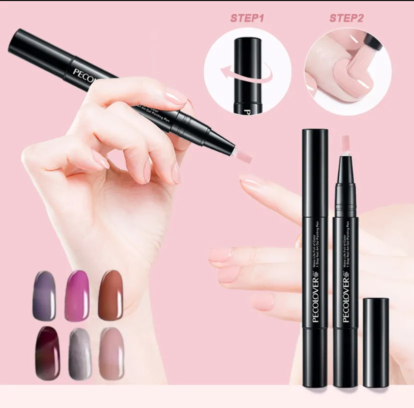 6 قطع من اقلام طلاء الاظافر جل 3 في 1 يدوم طويلا للنساء والفتيات